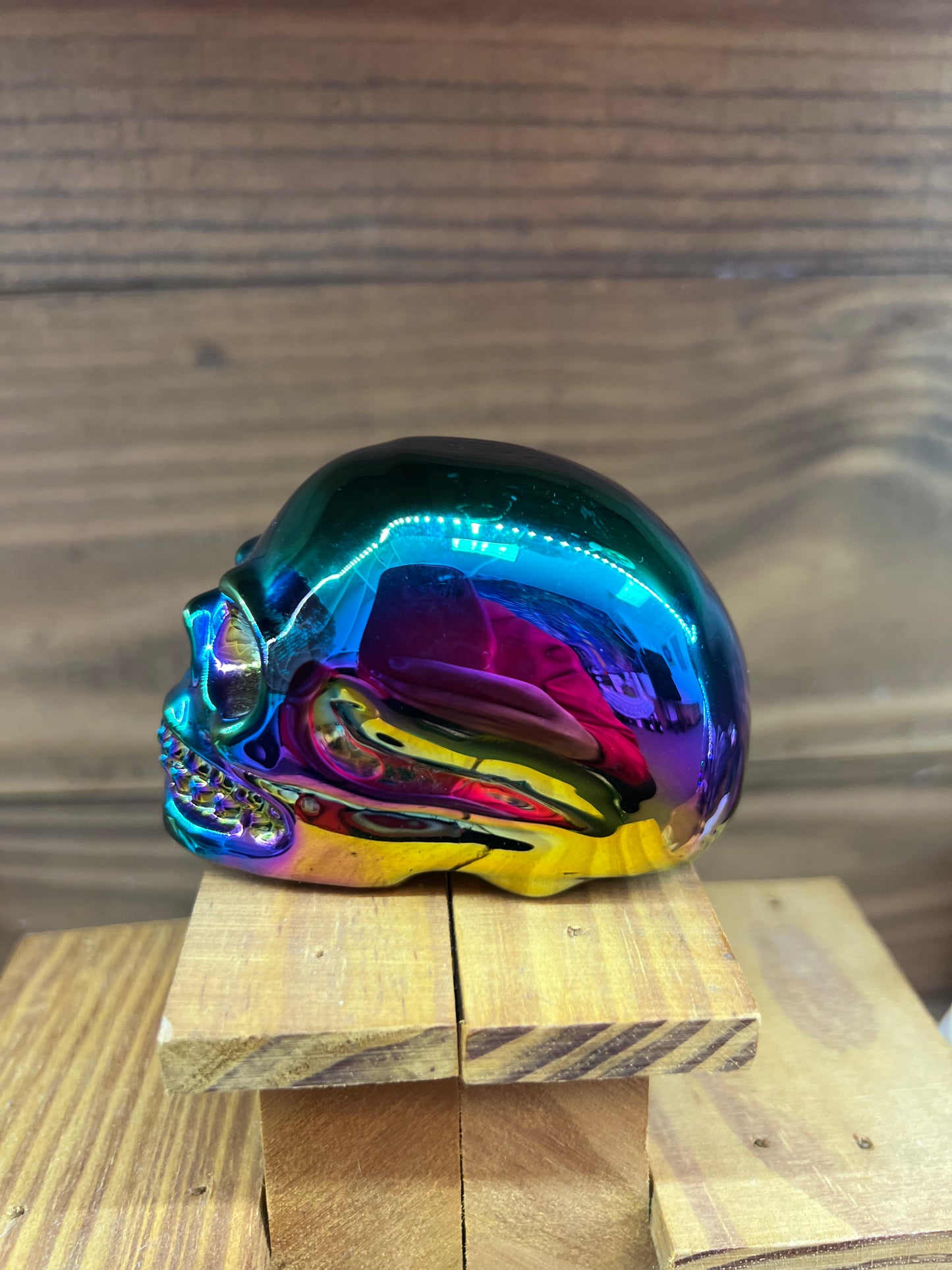 Titanium Aura Quartz Skull