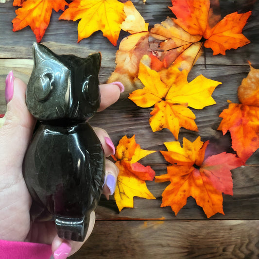 Golden Obsidian Owl